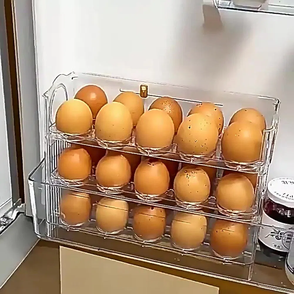 Auto-Rotating Egg Tray Freshness Tracker Kitchen Storage Egg Timer PRO Fridge Organizer