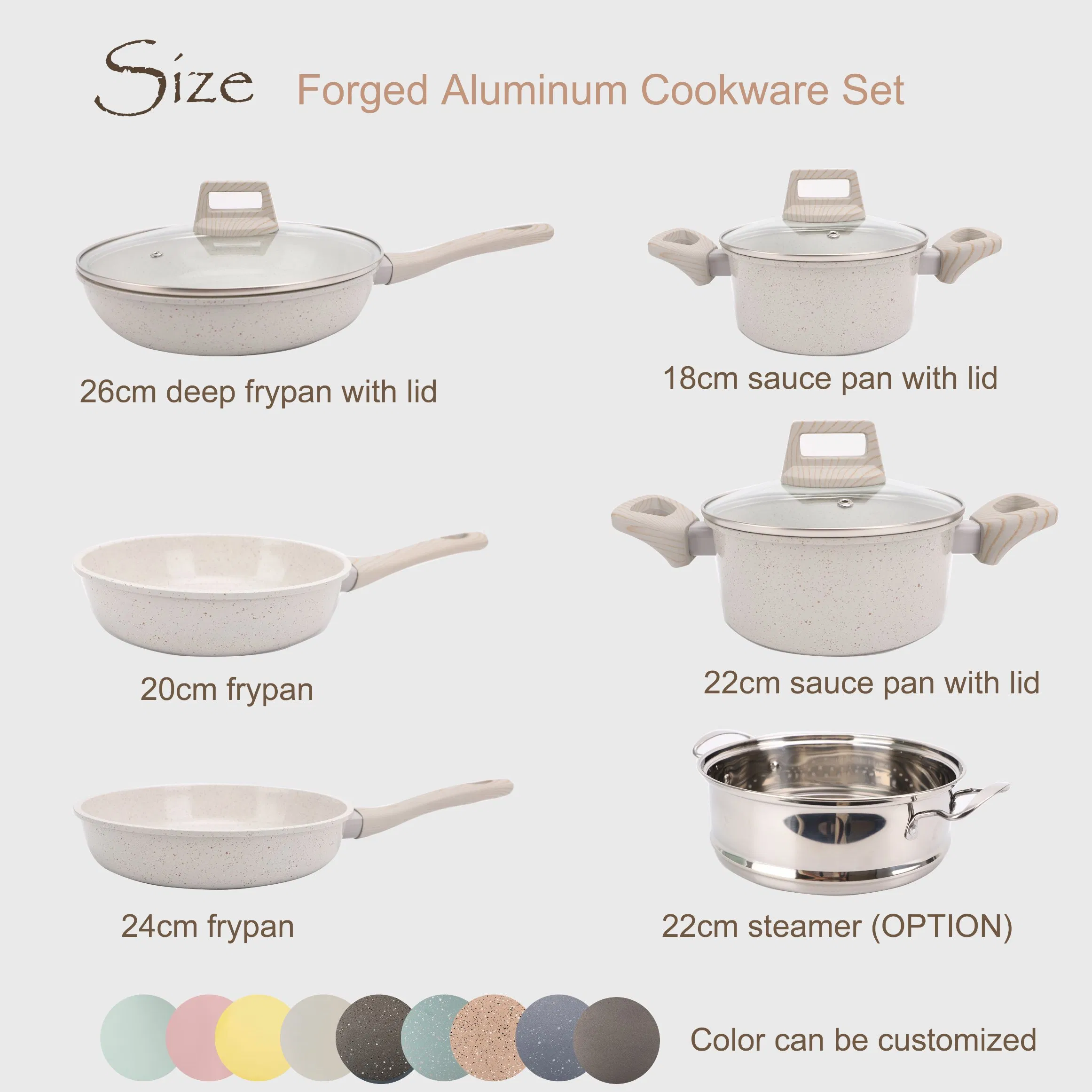 Nice Price Forged Aluminum Pan Set Granite Coating Induction Kitchen Cookware for All Stoves