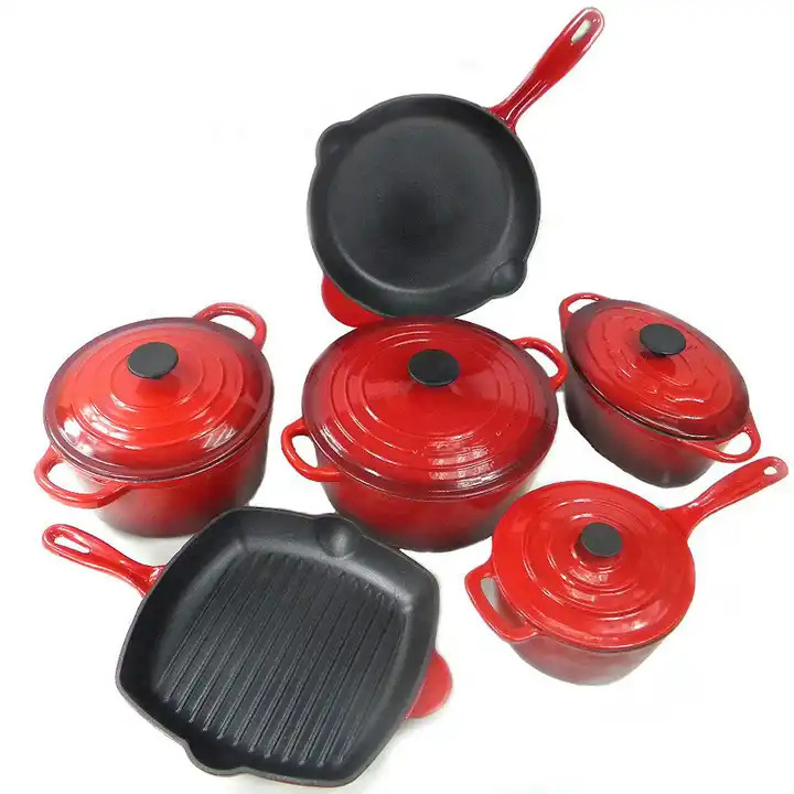 North-Europe Style Warm Color Wholesale Cast Iron Nonstick Dutch Oven Pot Enamel Casserole Cookware