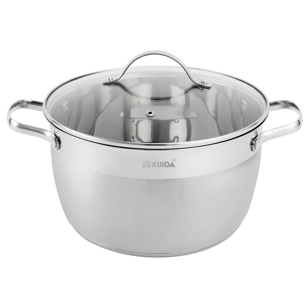 9PCS G Shape Glass Lid Wire Handle Stainless Steel Cookware Set