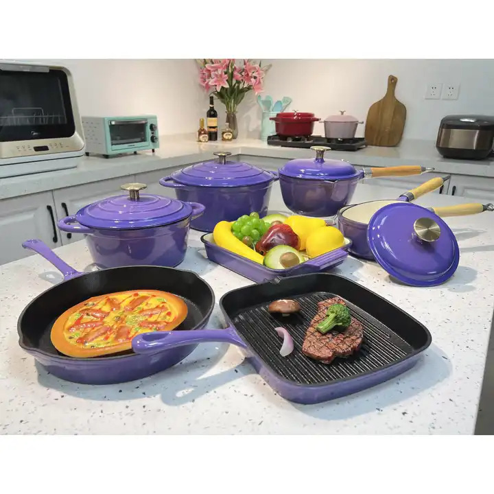 North-Europe Style Warm Color Wholesale Cast Iron Nonstick Dutch Oven Pot Enamel Casserole Cookware