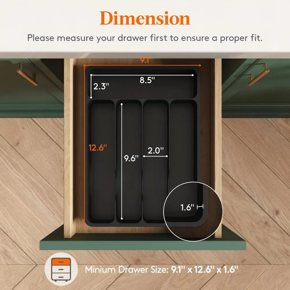 Stylish Plastic Drawer Organizer with 5 Compartments for Kitchen Utensils