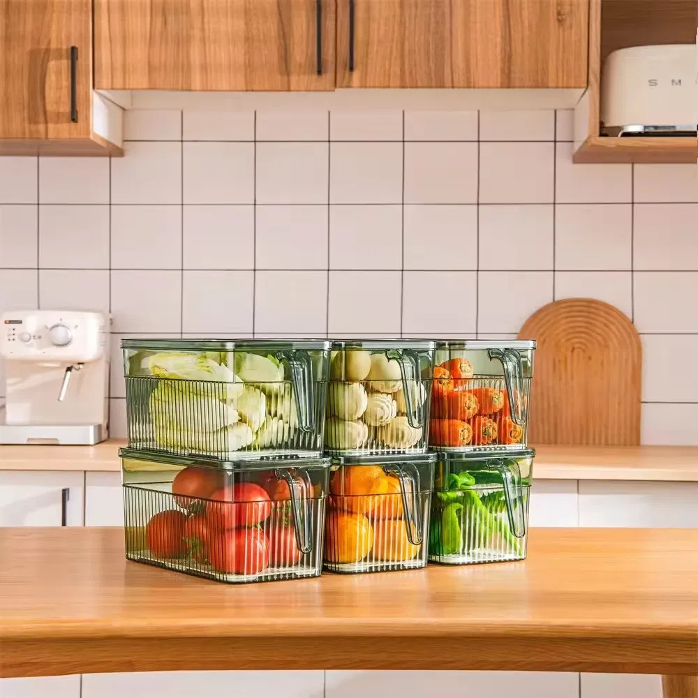 Kitchen and Pantry Storage Organizer Clear Refrigerator Storage Box Airtight Refrigerator Food Container with Lid Handle