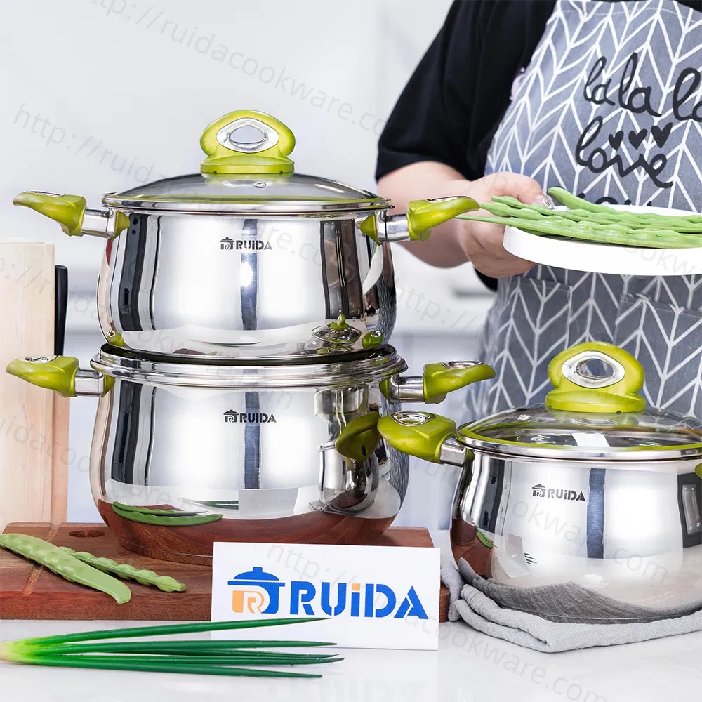 Home Kitchen Outdoor Hot Sale Stainless Steel Cookware with Glass Lid