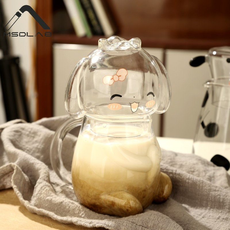 Artistic Rabbit Glass Drinkware with Unique Bead Handle Accessory