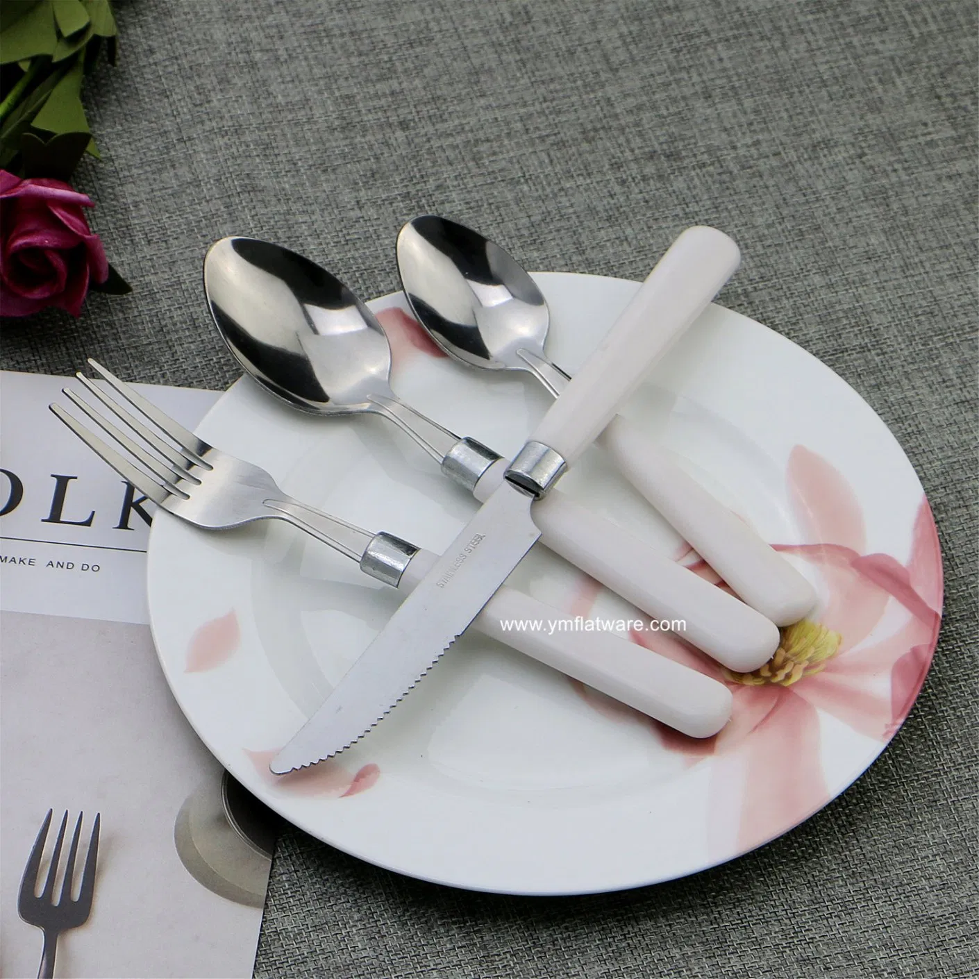 Stainless White Plastic Handle Cutlery Top Sale on Amazon