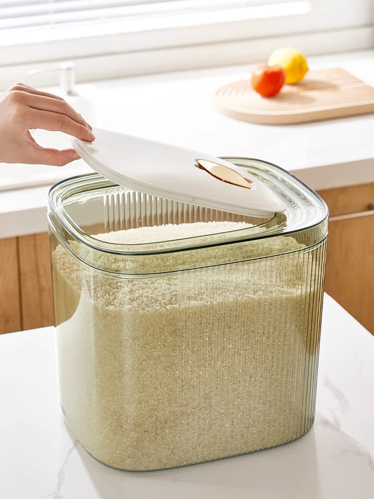 10 Kg Plastic Rice Bucket Storage Box Grain Dispenser Container Clear Kitchen Organizer