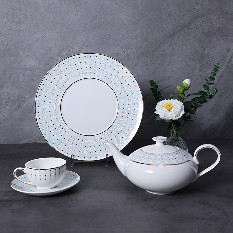 Restaurant Dinnerware Blue Bone China Dinner Set Fine Tableware for Hospitality