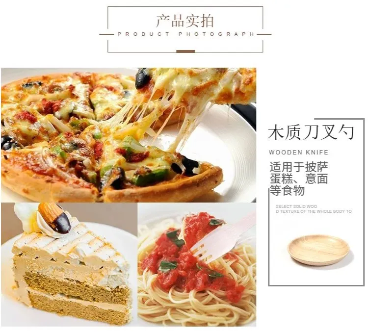 Eco-Friendly Compostable Wood Wooden Spoon Fork Knife Cutlery Set