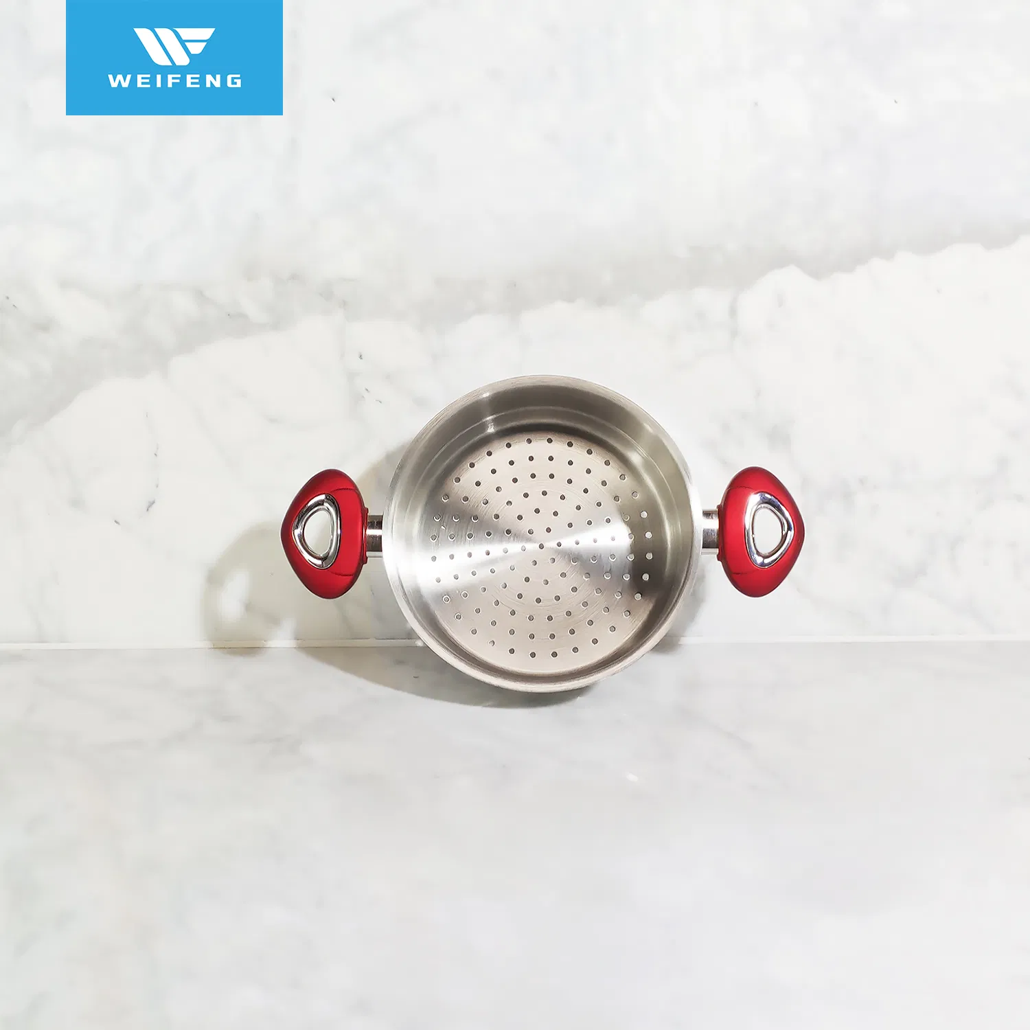 Big Belly Shape Couscous Pot Stainless Steel Cookware with Red Handle