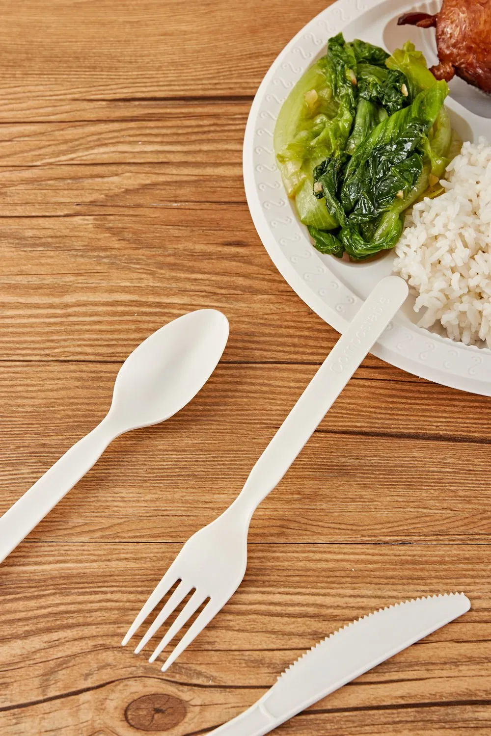Factory-Sourced Disposable Knife, Fork and Spoon Cpla 100% Biodegradable Cutlery