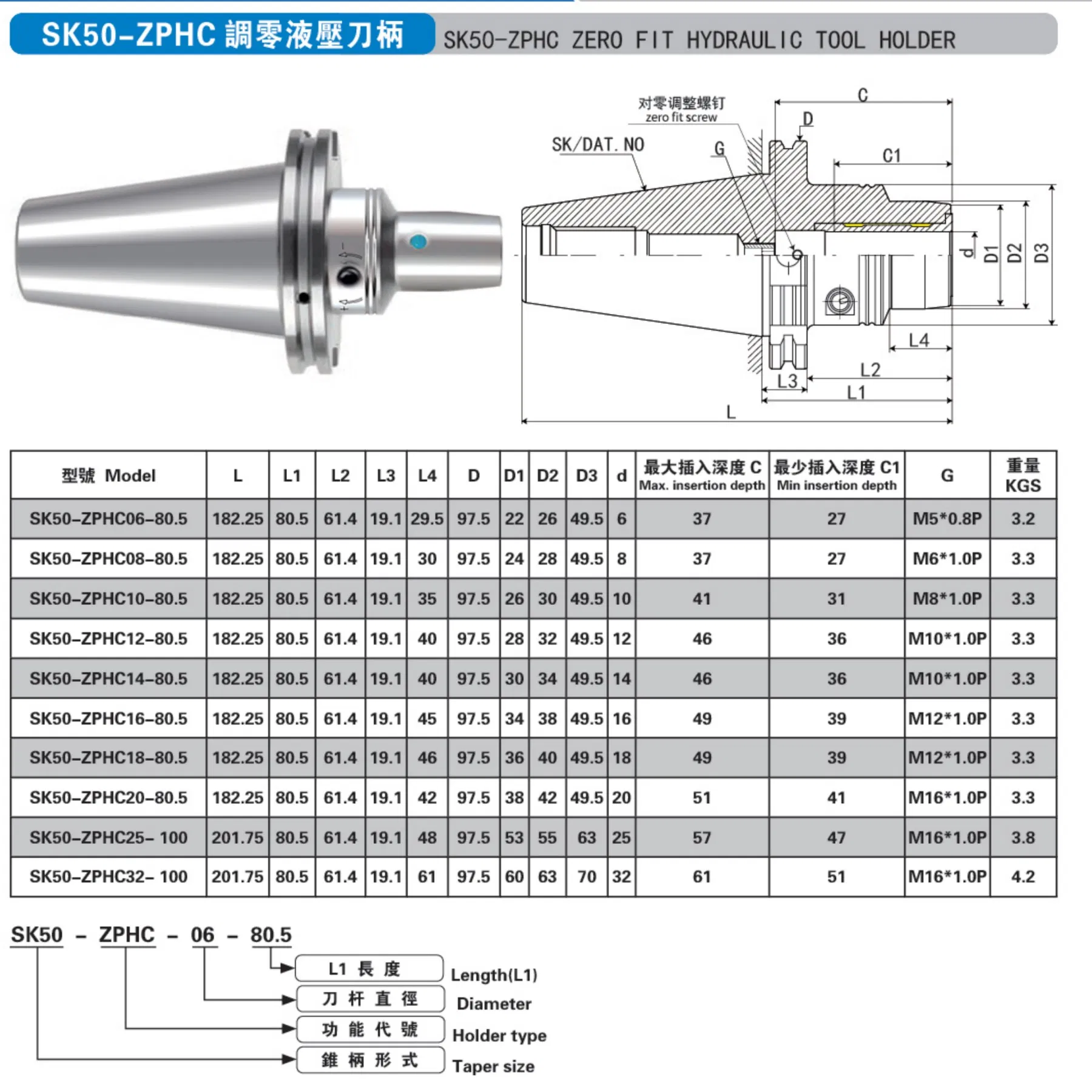 Sk40-C20-135CNC Machine Tools Knife Handle Milling Cutter Damping Tool Holder CNC Tool Holder High-Precision CNC Tools CNC Accessories
