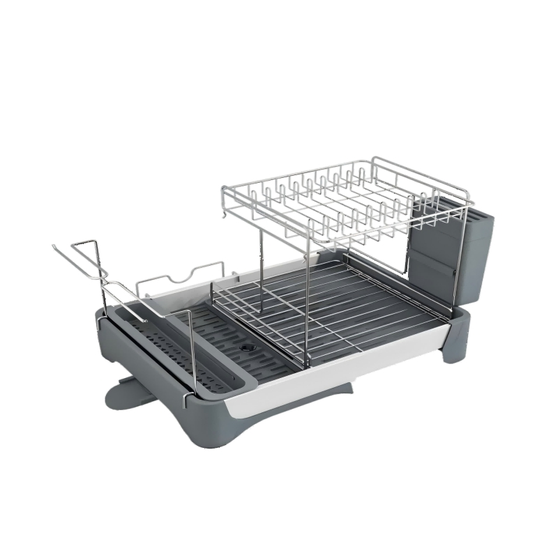 Versatile 2 Tier Dish Drying Rack and Utensil Organizer for Kitchens