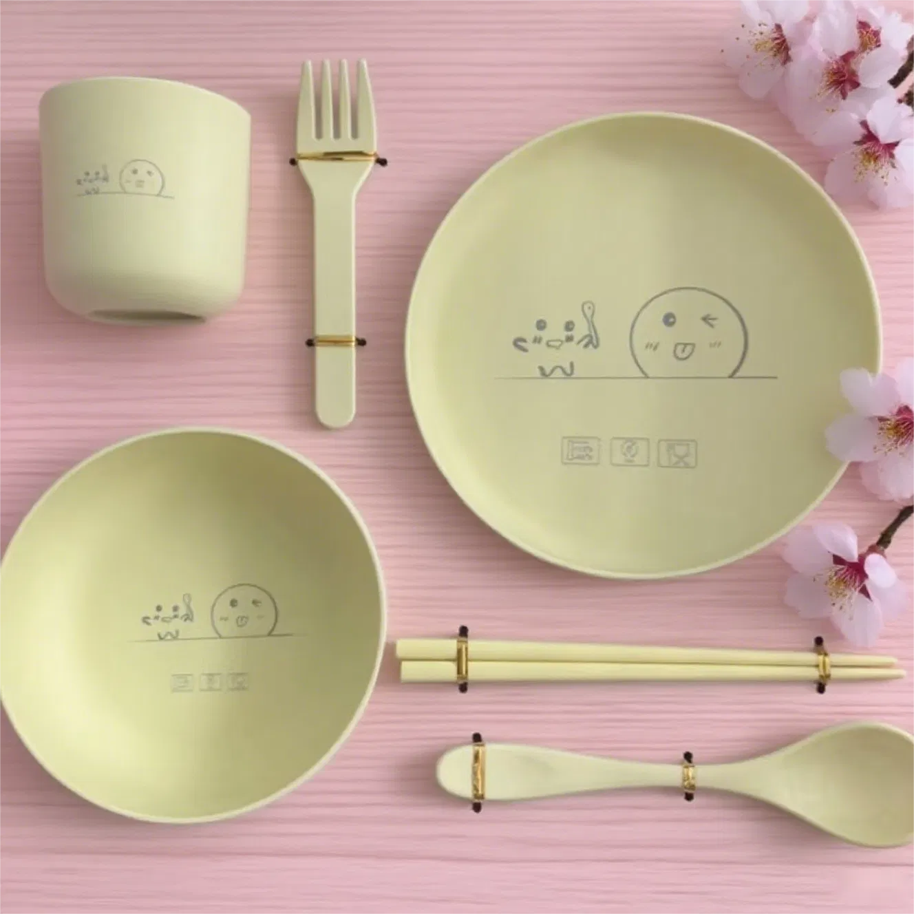 Lightweight Yellow Polylactic Acid Children's Tableware Heat Resistant Design