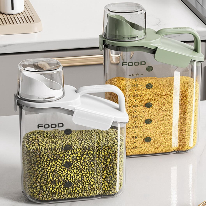 Dry Food Storage Container with Measuring Cup Kitchen Pantry Organizer