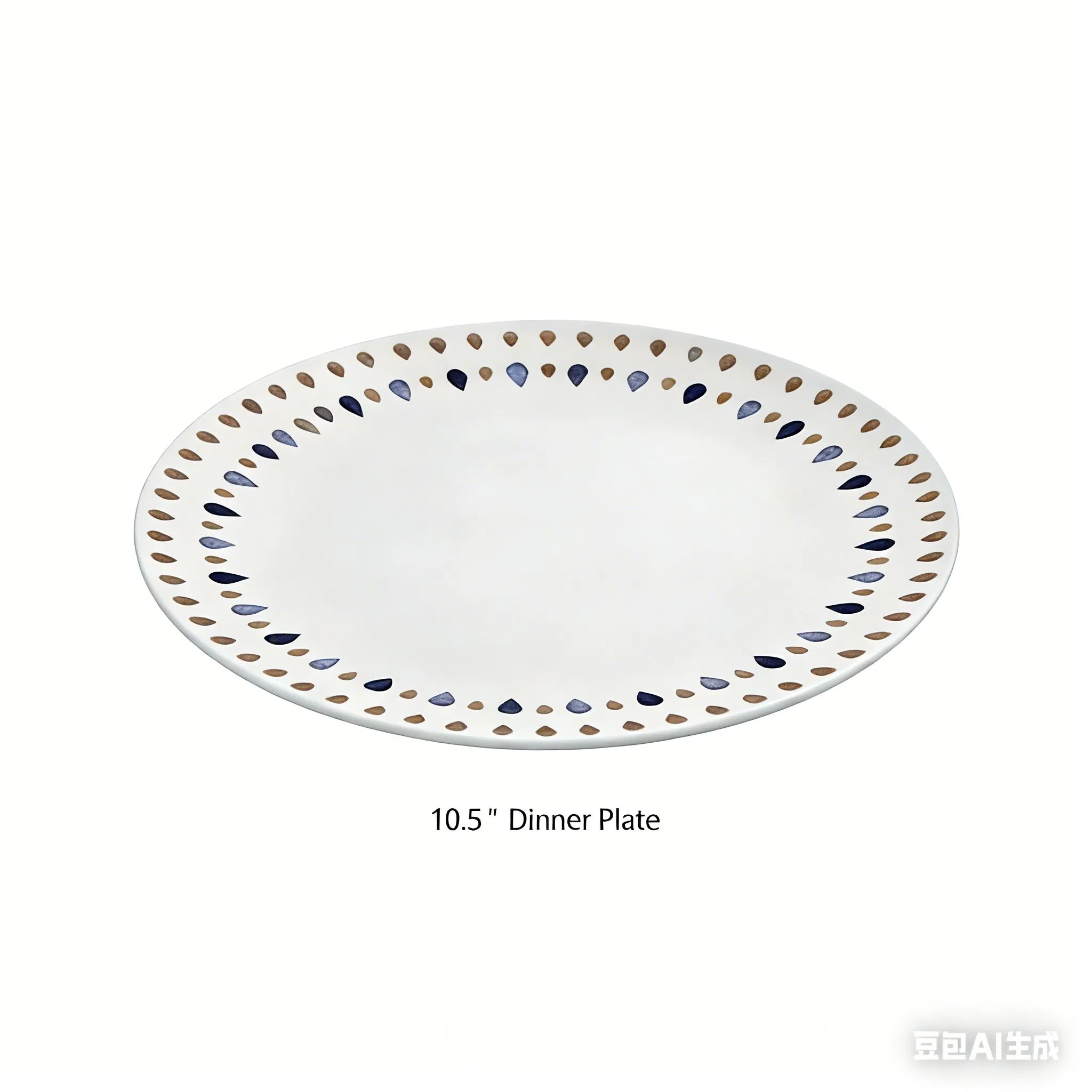Ceramic Dinner Plates Set Blue Gold Printed Tableware for Middle East