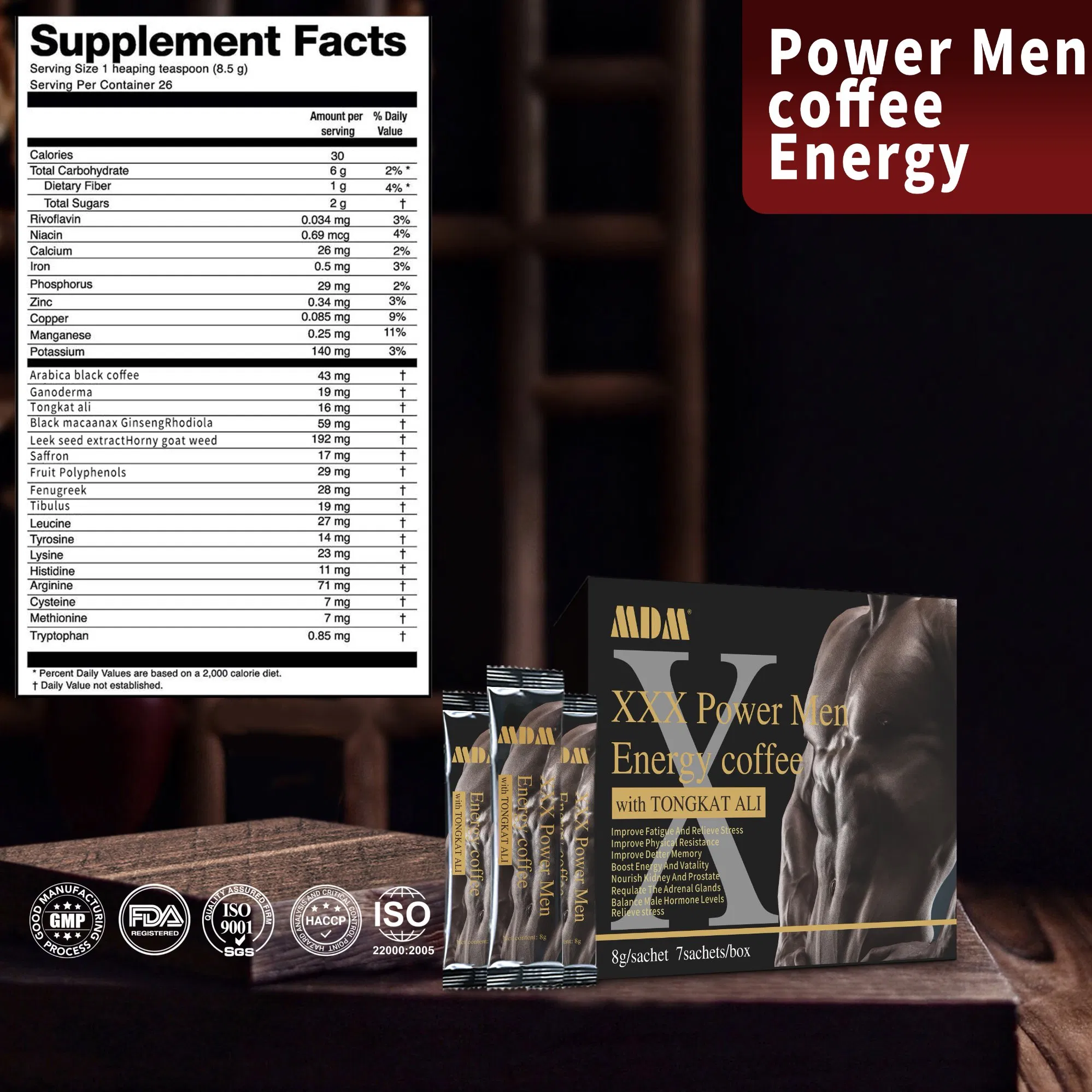 OEM Improve Fatigue Maca Energy Coffee Man Xxx Power Men Energy Coffee