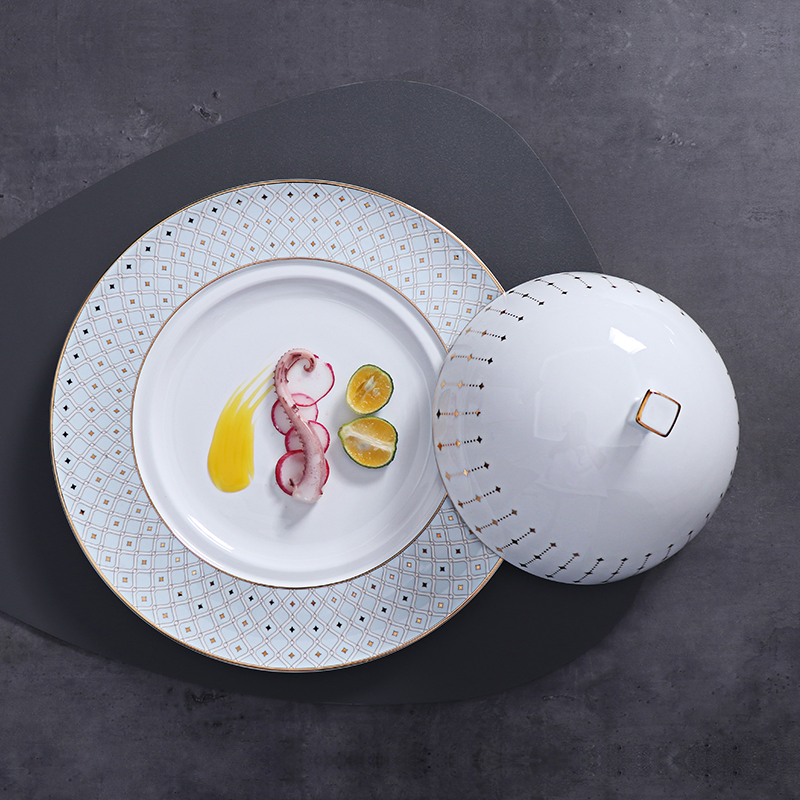 Restaurant Dinnerware Blue Bone China Dinner Set Fine Tableware for Hospitality