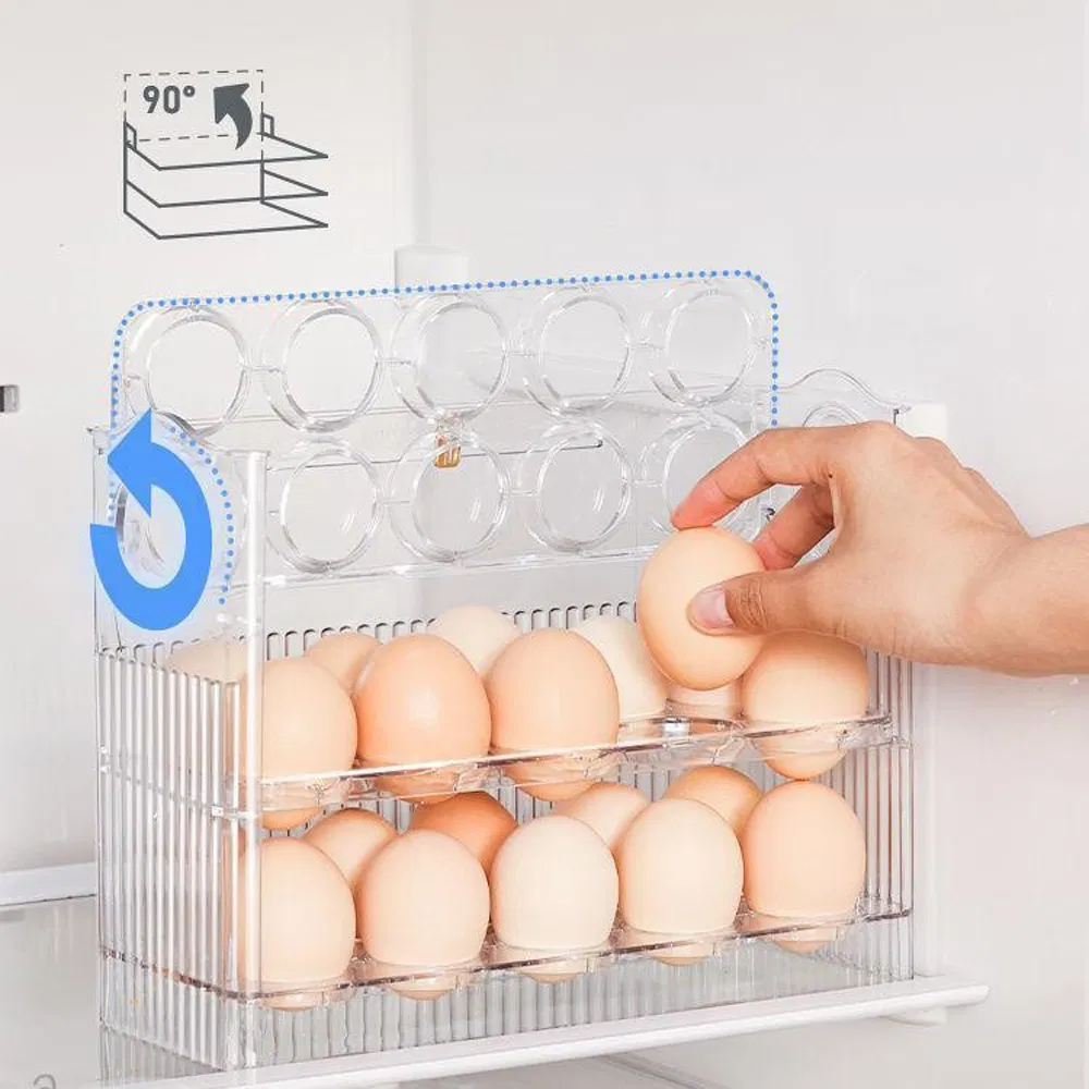 Auto-Rotating Egg Tray Freshness Tracker Kitchen Storage Egg Timer PRO Fridge Organizer