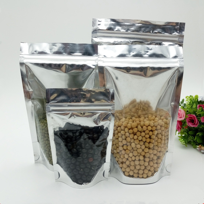 Customized Stand up Pouches Clear Front and Foil Back Food Storage