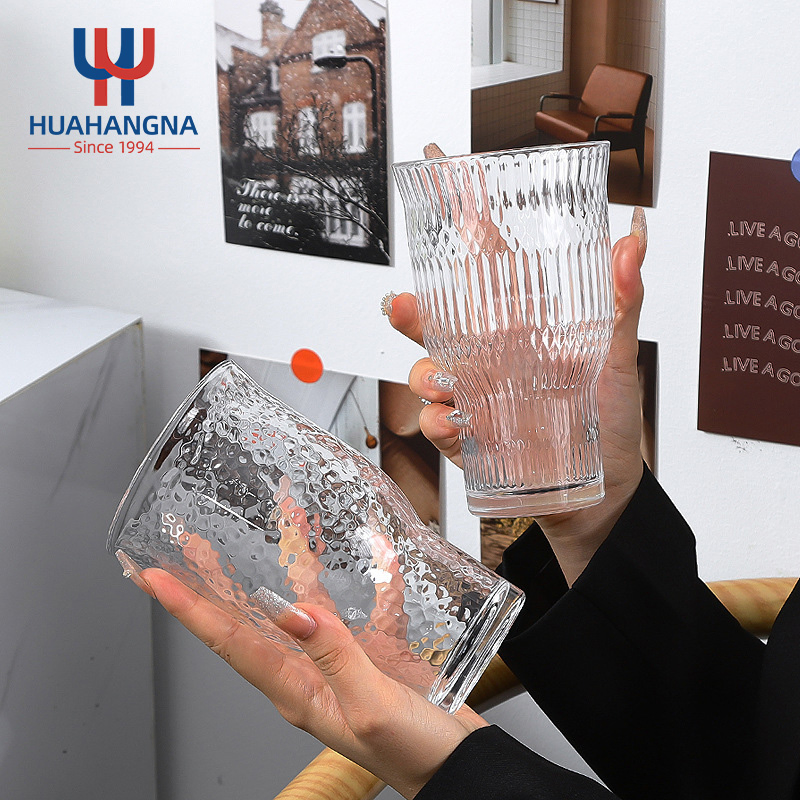 Large Capacity Vintage Wide-Mouth Glass Cup for Iced American Coffee Soda Bubble Water Cold Drinks Fruit Tea-Niched Drinkware