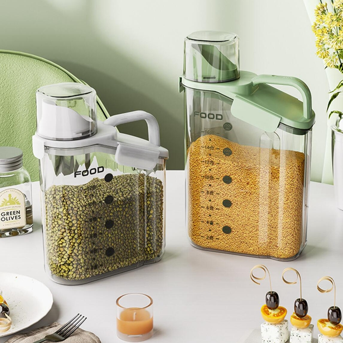 Dry Food Storage Container with Measuring Cup Kitchen Pantry Organizer