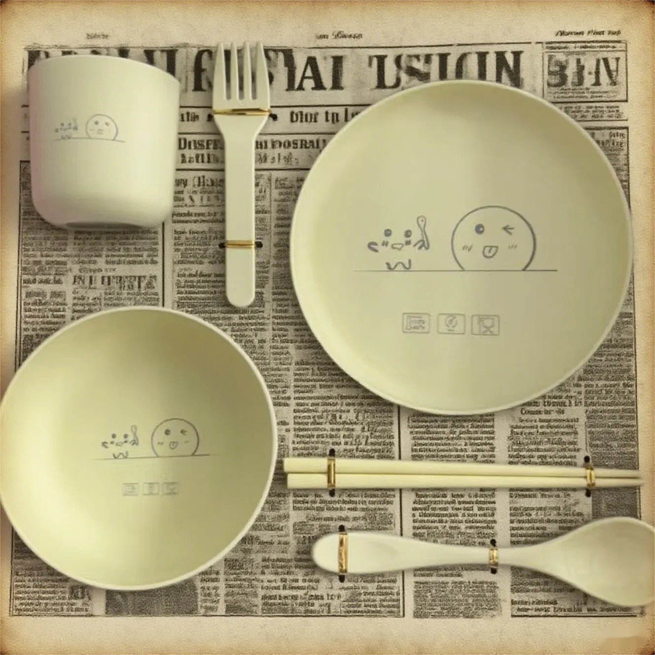 Lightweight Yellow Polylactic Acid Children's Tableware Heat Resistant Design