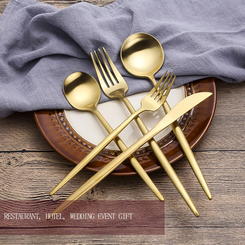 Wholesale Modern Luxury Gold Stainless Steel Dinner Cutlery with FDA