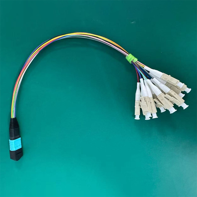 Wholesale OM3 12fibers MTP MPO to LC fanout fiber optic patch cable Factories, Pricelist