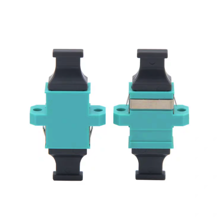 China OM3 Aqua MPO Adapter MTP Optical Fiber Coupler With Flange IL 0.2dB  Suppliers, Pricelist