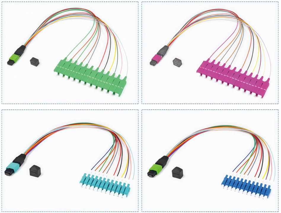 OEM Single Mode 24fibers MPO/APC Male to LC Fan-out Patch Cord / MTP/APC Male to LC Harness Patch Cord Supplier, Suppliers