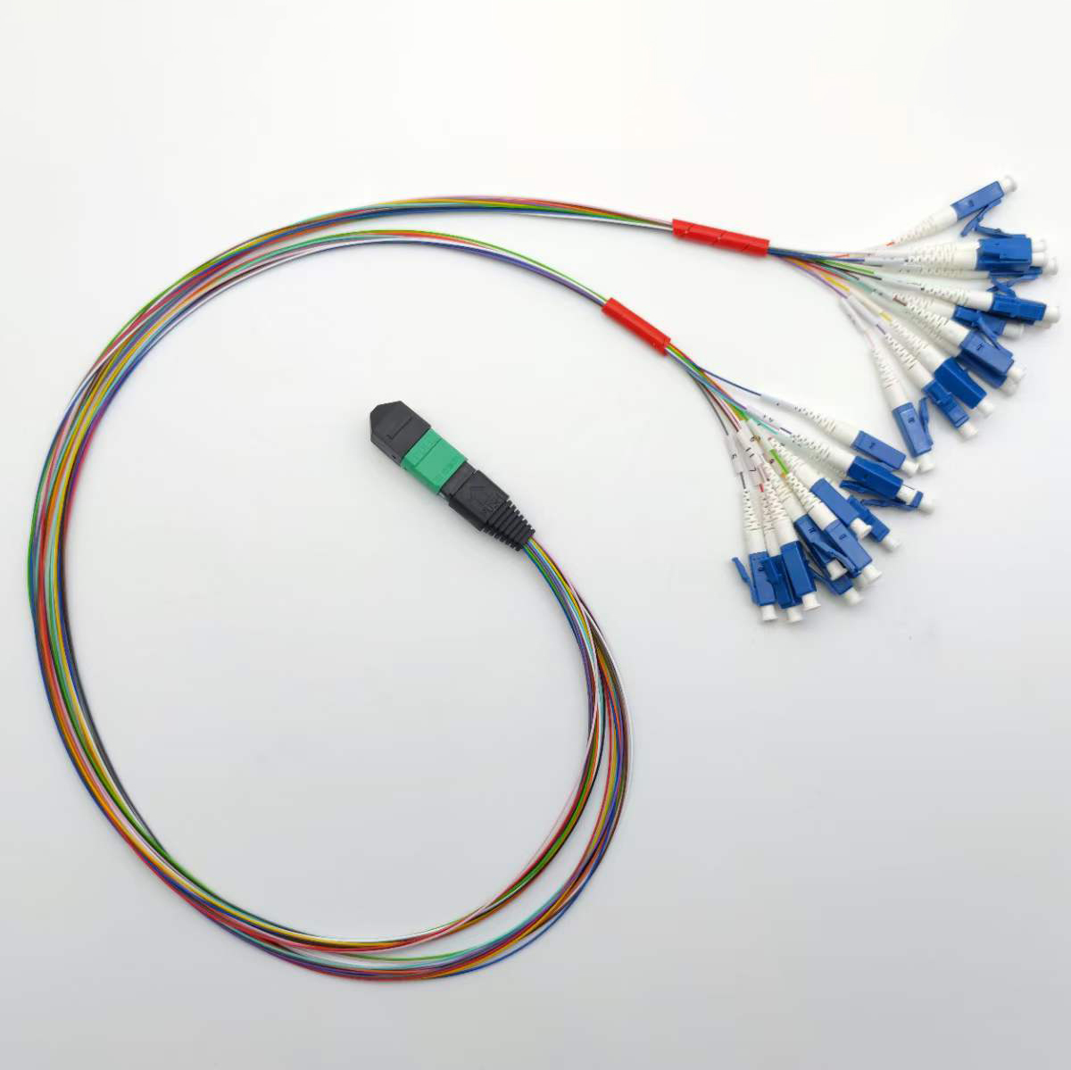 Cheap 24f MPO-LC 24fo OM5 50/125 MTP-LC Fan-out 0.9mm 0.3m Optical Fiber Patch Cord Suppliers, Quotes