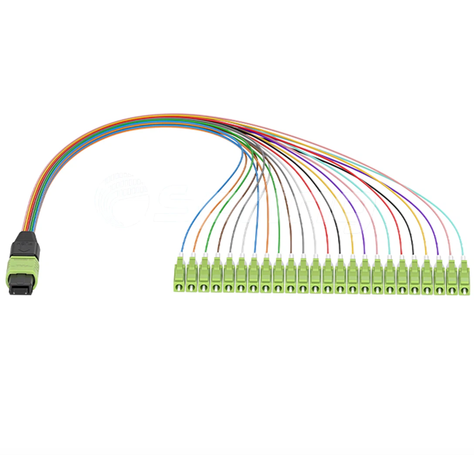 Cheap 24f MPO-LC 24fo OM5 50/125 MTP-LC Fan-out 0.9mm 0.3m Optical Fiber Patch Cord Suppliers, Quotes