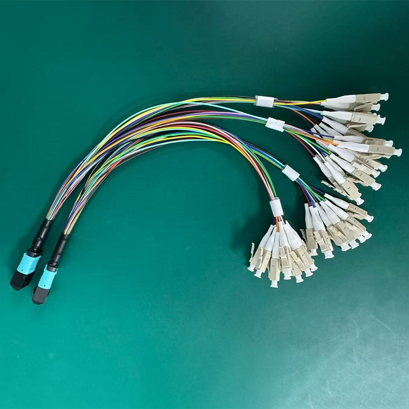 Wholesale OM3 12fibers MTP MPO to LC fanout fiber optic patch cable Factories, Pricelist