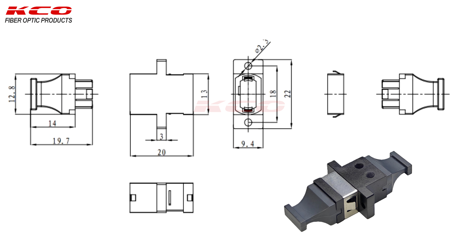 MPO-16 MTP-16 Fiber Optic Adapter