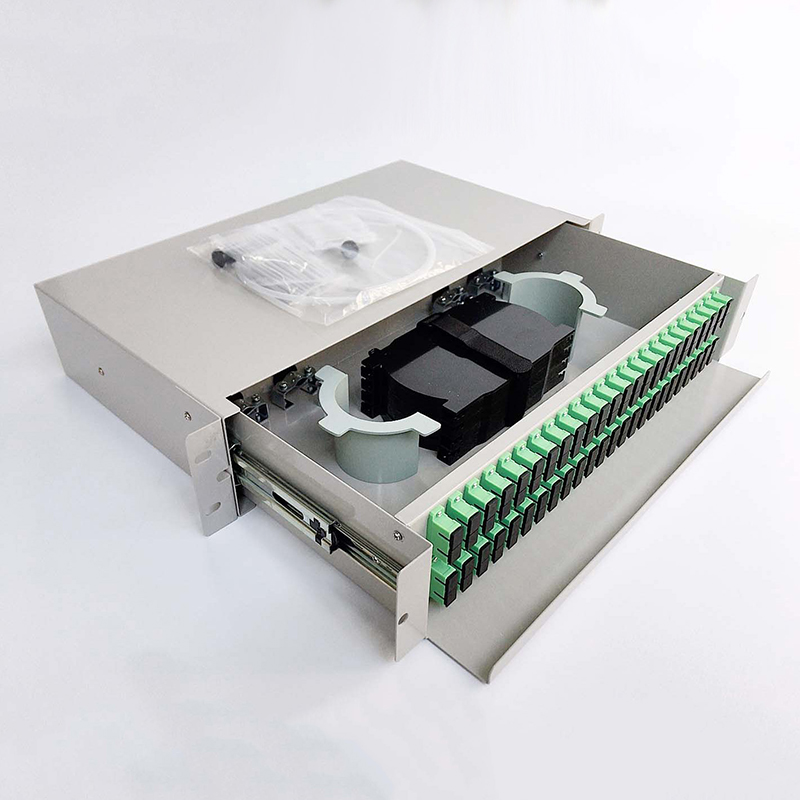 High-Quality 19'' drawer type 96 cores fiber optic rack mountable patch panel Manufacturer, Factory