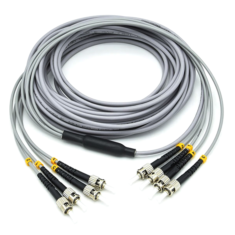 China 4 cores ST-LC Multimode OM1 OM2 Orange Branch Out Fiber Optical Patch Jumper Factories, Quotes