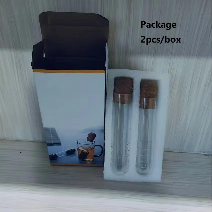 زجاج بوروسيليكات عالي الشفافية مع مصفاة أسطوانية وغطاء من الفلين لحفظ الشاي السائب في حاوية تخزين طعام أنبوب الشاي