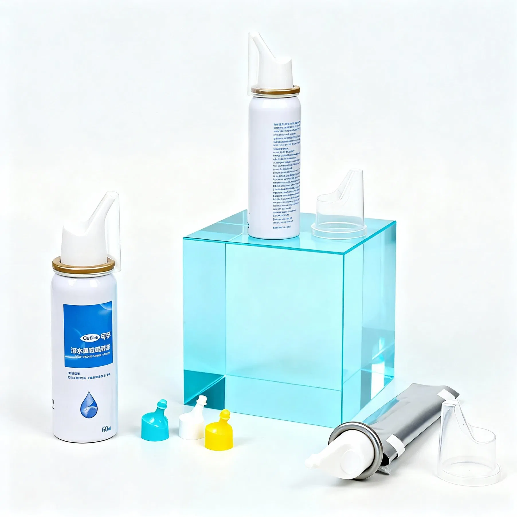 فارغ 15ml 20ml 30ml 40ml 50ml 60ml 75ml 80ml 90ml 100ml 150ml 200ml صمام بخاخ معدني ألومنيوم للأنف حاويات طبية للاستنشاق مع بخاخ