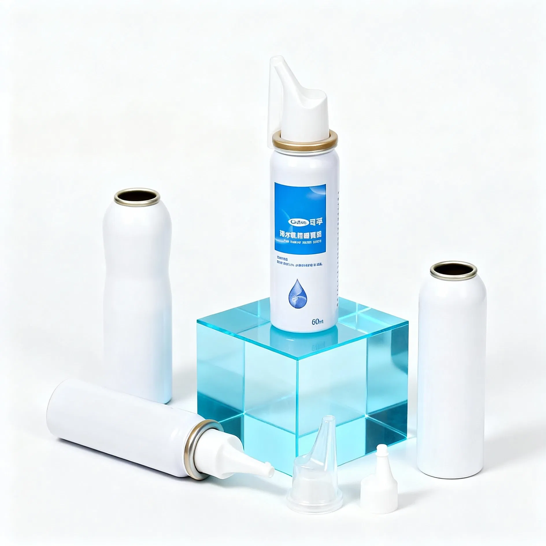 عبوة ألومنيوم فارغة للطباعة المخصصة من دوليباك 50ml 75ml 100ml 35*125mm عبوة رذاذ معدني ألومنيوم للأنف للأدوية مع بخاخ