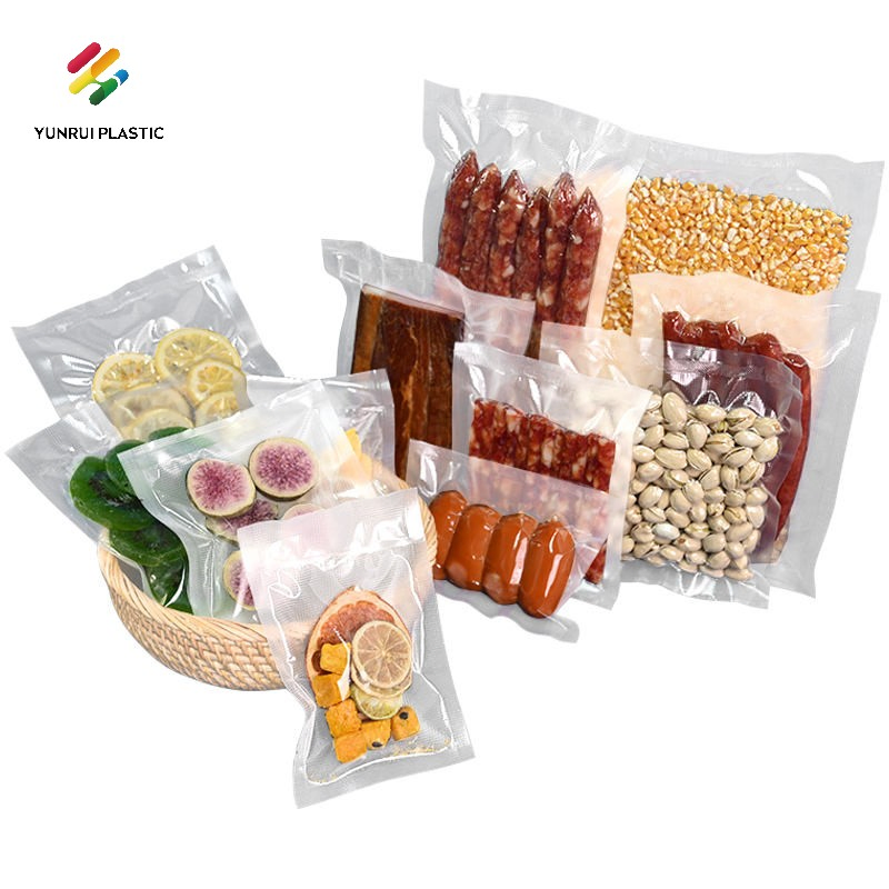 استخدام غرفة الطهي بالسويد، أكياس تعبئة بلاستيكية خالية من BPA، نايلون، بولي إيثيلين منخفض الكثافة، تعبئة شفافة، طعام مجمد، درجة تخزين فراغ، أكياس مختومة ومزخرفة