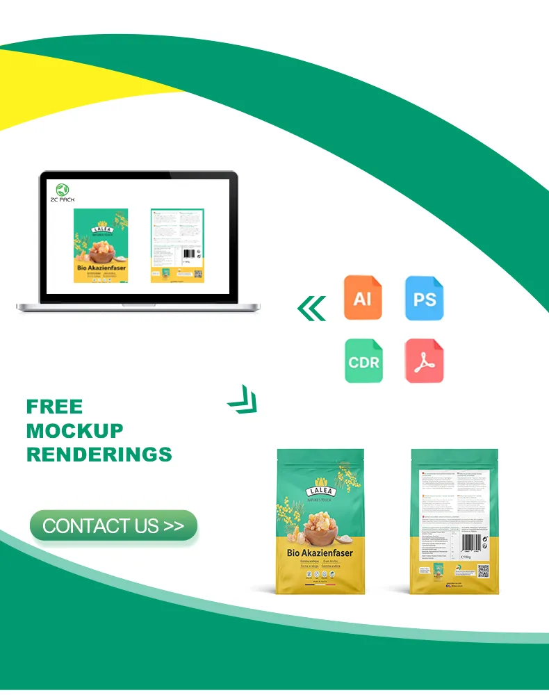 تغليف بلاستيكي طباعة جرافور أو طباعة رقمية رقائق سائلة تصميم مخصص طباعة كيس بوق قائم بفتحة فموية حقيبة مايلار