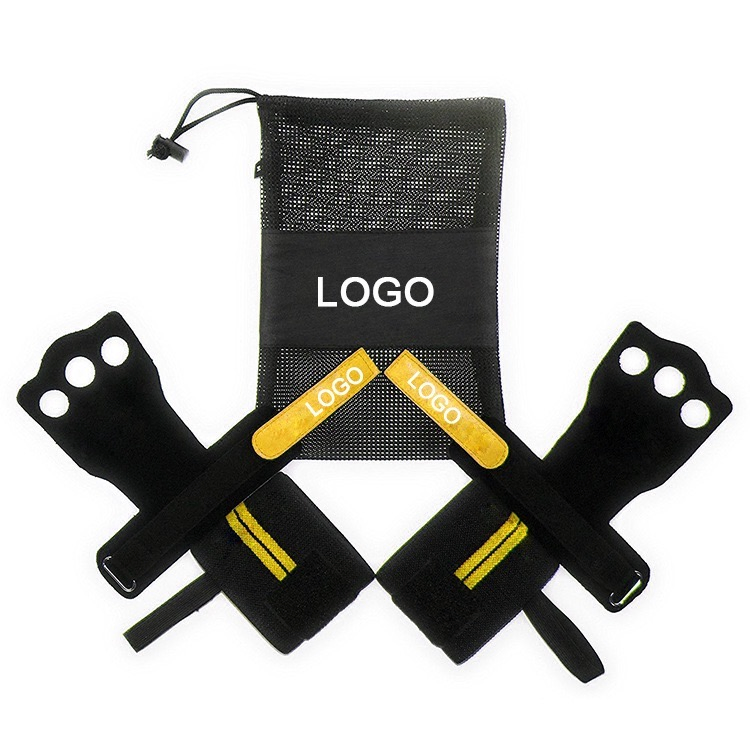Guantes de cuero para levantamiento de pesas Crossfit, guantes de agarre para entrenamiento con envolturas para muñeca, guantes de gimnasio para dominadas, agarres de fitness para WOD, equipo de calistenia