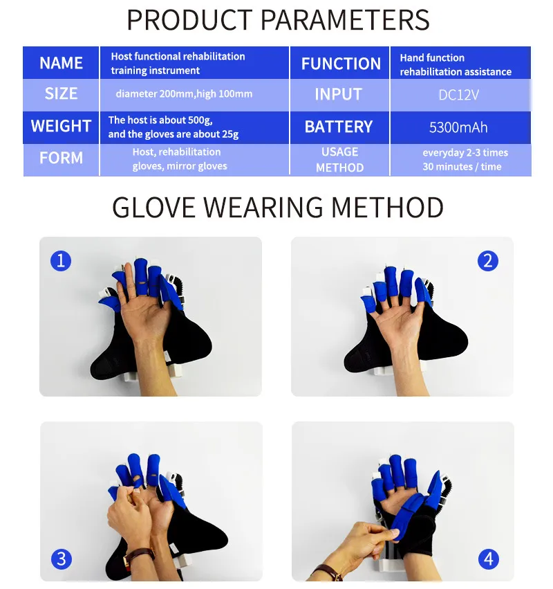 Guante Biónico para Pacientes con Accidente Cerebrovascular / Guante de Rehabilitación de Función Manual Guantes Robóticos de Neurorehabilitación