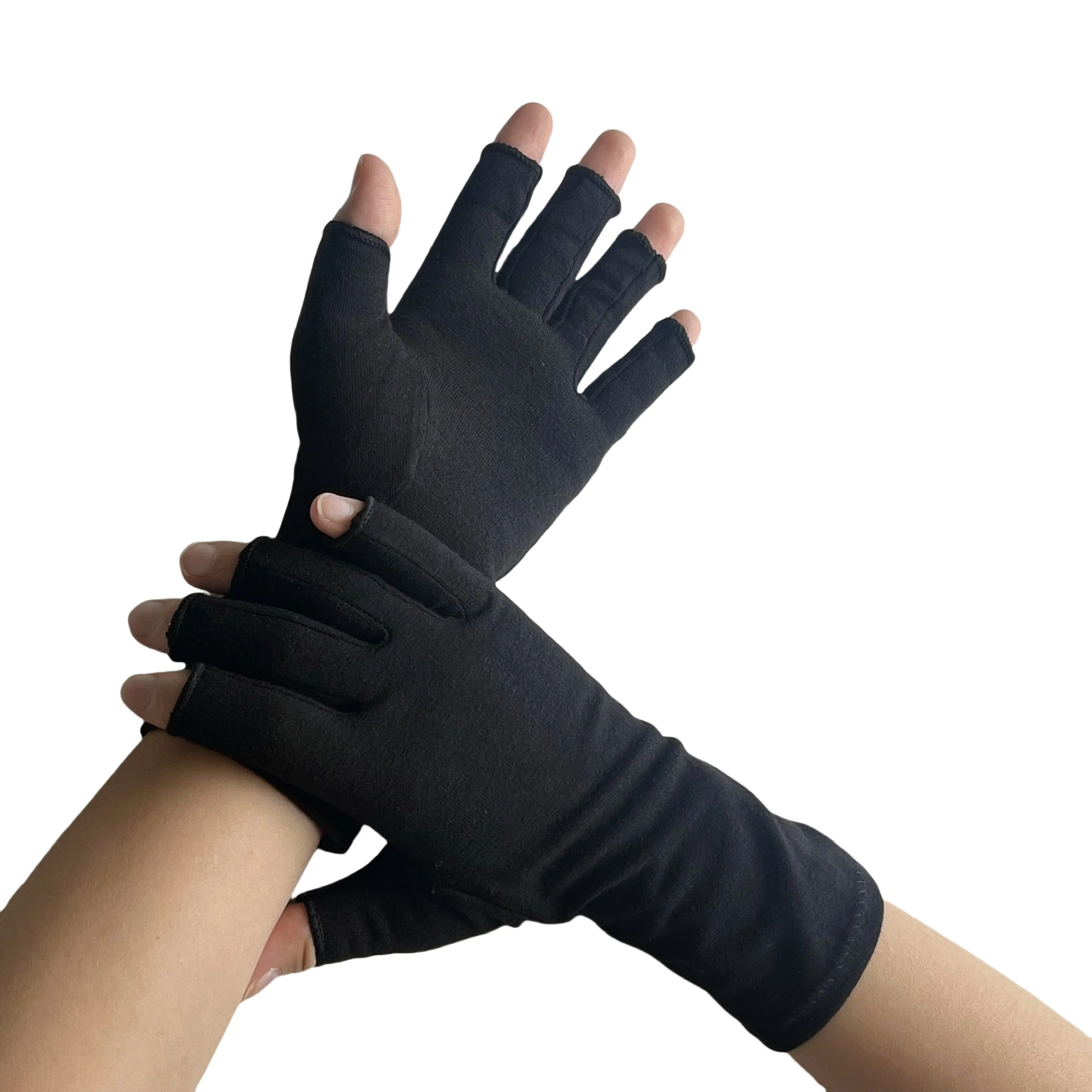 Guantes de dedo abierto de algodón y spandex transpirables, guantes de compresión para soporte de manos, guantes cómodos para la artritis para el cuidado diario de las manos