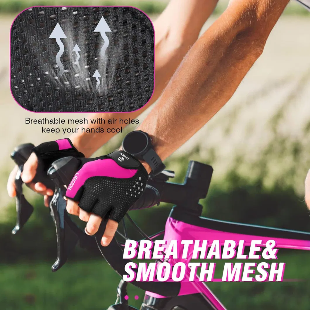 Guantes de ejercicio y entrenamiento de medio dedo para hombres y mujeres de malla de alta elasticidad con acolchado de gel personalizados 5mm para montar en bicicleta