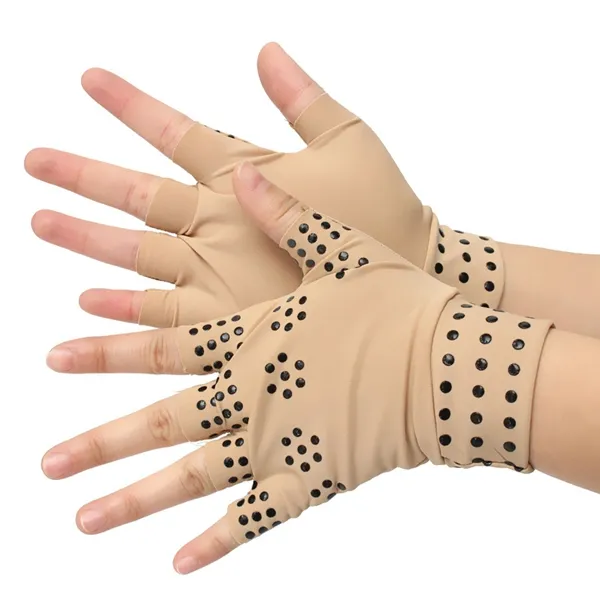 Guantes de compresión magnéticos, elásticos y flexibles con puntos en negro para el soporte de la artritis y alivio del dolor en las articulaciones