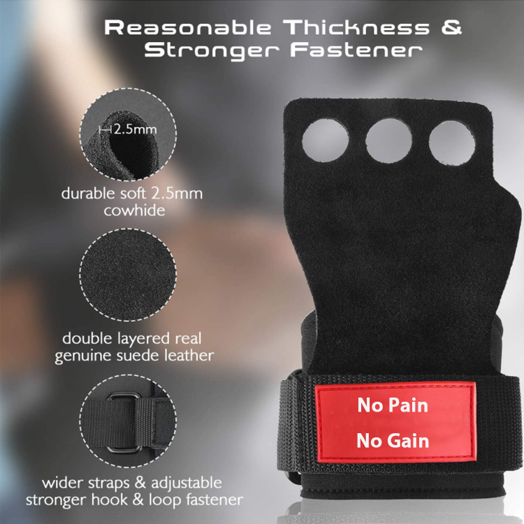 Guantes de cuero para levantamiento de pesas Crossfit, guantes de agarre para entrenamiento con envolturas para muñeca, guantes de gimnasio para dominadas, agarres de fitness para WOD, equipo de calistenia