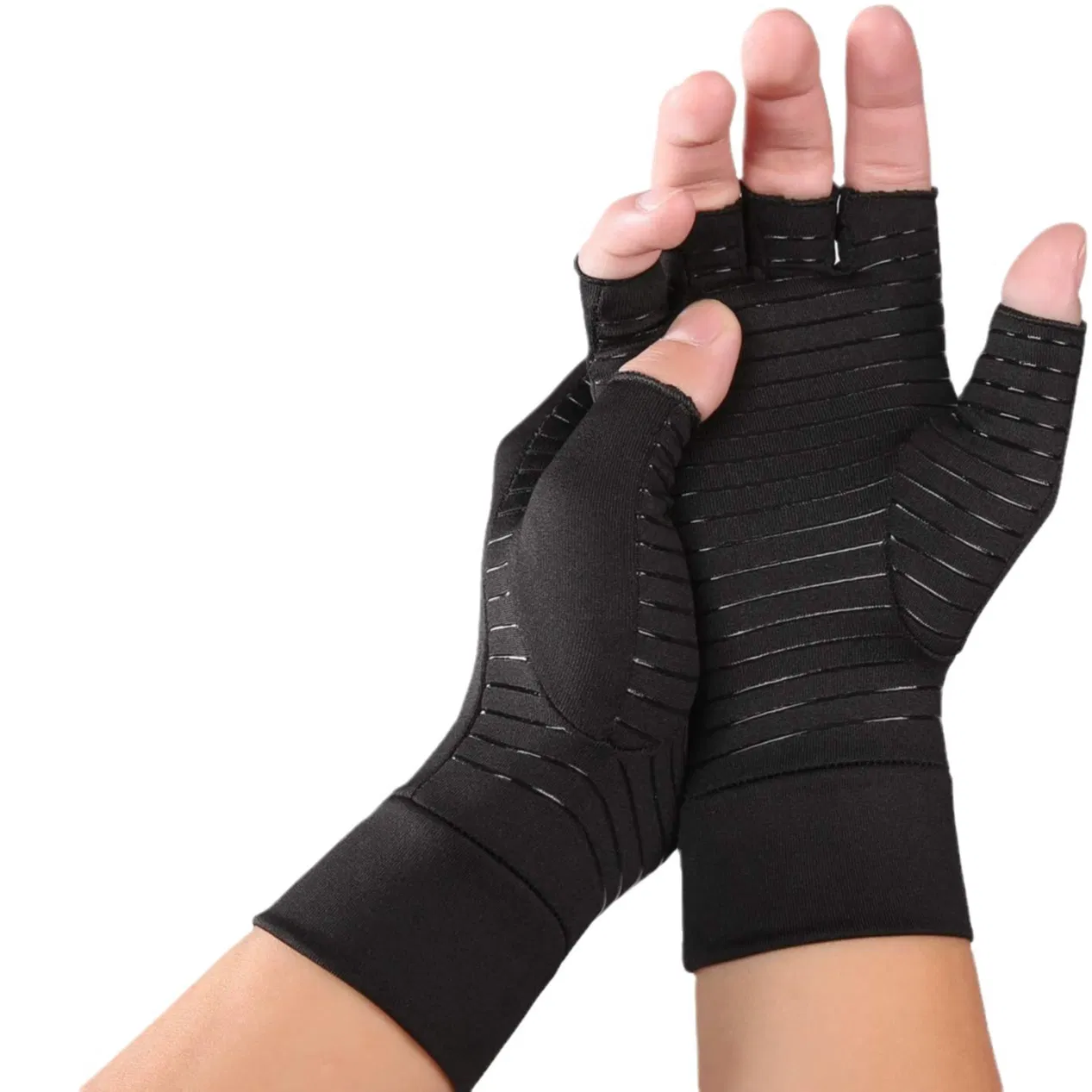 Guantes de medio dedo infusionados con cobre para la artritis y el soporte de las articulaciones