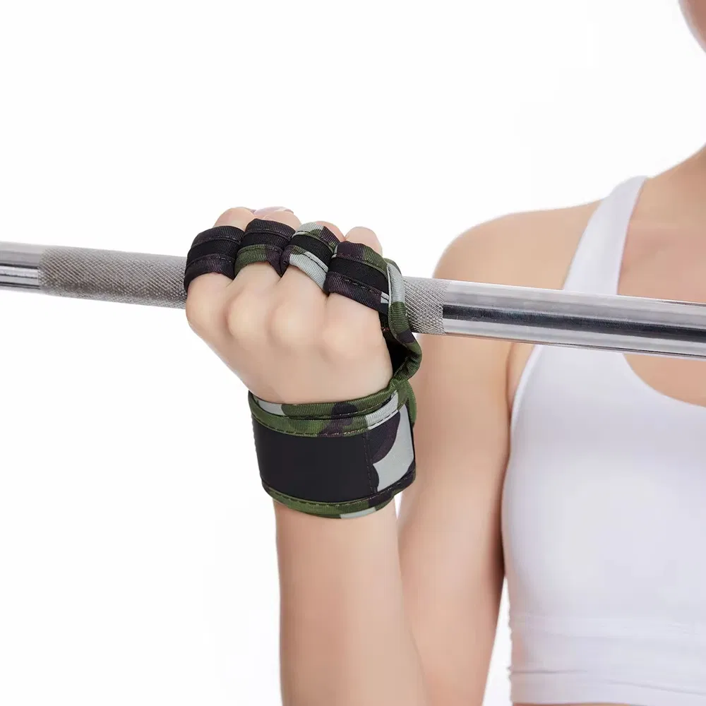 Guantes de entrenamiento de gimnasio personalizados al por mayor para mujeres y hombres, protección de palma para levantamiento de pesas, agarre de mano